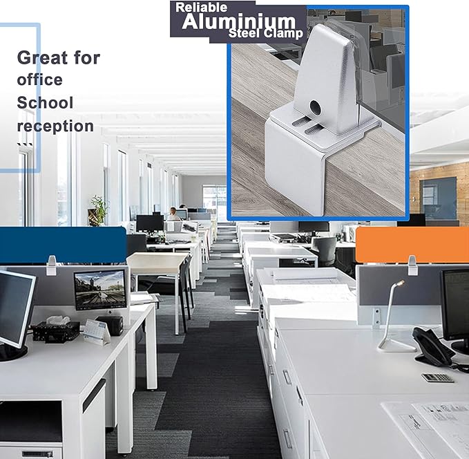 Aluminum Vertical Clamp Partition Board Acrylic Desk Divider Support Clamp for Clear Shield for Desktop Countertop Reception