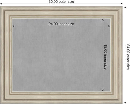 Amanti Art Silver Framed Magnetic Board 24x30 Medium Vision Board for use with Magnets, 100% Metal Sheet to Display Items as Office Decor or for Home Organization in mudroom, Kitchen or Kids Room