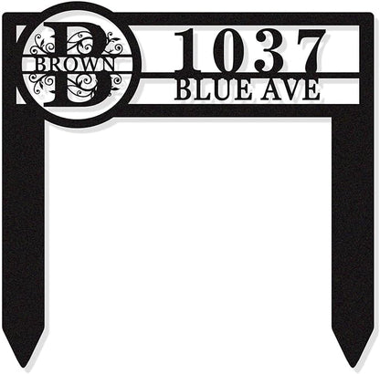 Personalized Metal Adress Sign With Stakes，Home Address Signs for House,Custom Yard Signs for Houses with Stakes,Address Signs house number signs for Yard, House Numbers for Outside