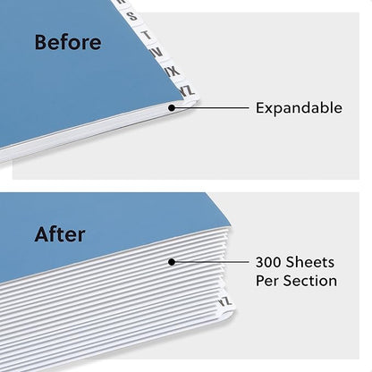Smead Expandable Office Desk File Sorter, Office Supplies, Alphabetic (A-Z) Desk Organizer, 20 Indexing Dividers, Laminated Tabs, Letter Size, Dark Blue, Office Desk Accessories (89282)