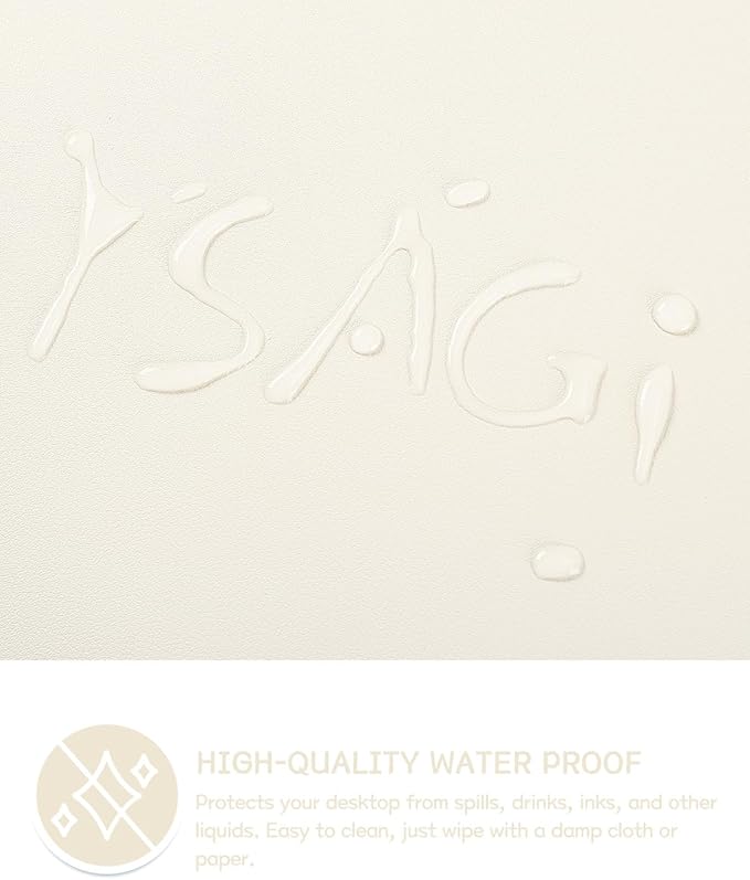 YSAGi Non-Slip Leather Desk Pad, Desk Matt for Desktop, Waterproof Laptop Computer Keyboard Mat, Table Protector Blotter Mat, Large Mouse Pad for Office/Work/Home/Decor(Cream, 35.4" x 17")