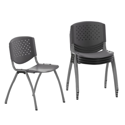 5 Pack 880 lb. Capacity Gray Plastic Stack Chair | Comfortable Seating with Durable Design