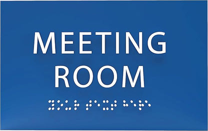 ADA CENTRAL SIGNS - 6" X4" Meeting Room Sign - ADA Compliant Tactile Graphics Grade 2 Braille Text Acrylic Wall Sign | Privacy, Interview, Room Name Sign for Schools, Hospitals, Offices, & Apartments