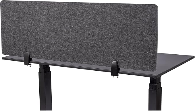 Stand Up Desk Store ReFocus Raw Clamp-On Acoustic Desk Divider Mounted Privacy Panel to Reduce Noise and Visual Distractions (Anthracite Gray, 47.25" x 16")