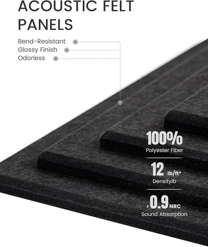 Fluxynara Large Felt Bulletin Board 48" x 36" Cork Board Alternative-12 Pack with 70 Safe Removable Adhesive Tabs, Cork Boards for Walls Cork Board for Home Office Classroom Pin Board-Charcoal Gray