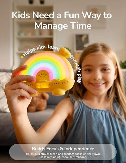 Timer Pal Rainbow Timer for Kids, Visual Timer for Kids with Night Light, Color-Changing Magnetic Visual Timer for Classroom/Calming Corner/Home (Yellow)