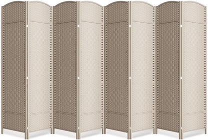 Cocosica 8 Panel Room Divider,6Ft Folding Privacy Screen,Tall - Extra Wide Foldable Panel Partition Wall Divider with Diamond Double-Weaved Hand-Woven Design Room Screen Divider