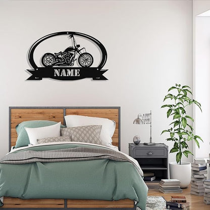 Custom Motorcycle Metal Sign Personalized Biker Name Signs Custom Garage Motorbikes Wall Art Motorcycle Sign Men Room Decor Gifts for Men Husband Rider