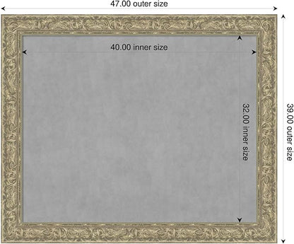 Amanti Art Silver Framed Magnetic Board 39x47 X-Large Vision Board for use with Magnets, 100% Metal Sheet to Display Items as Office Decor or for Home Organization in mudroom, Kitchen or Kids Room