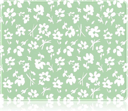 Auhoahsil Mouse Pad, 12 x 10 in Simple Flower Theme Computer Mouse Pad for Desk, Premium-Textured Non-Slip Rubber Stitched Edges Waterproof Square Mouse Mat for Gaming Work Wireless Mice, Green