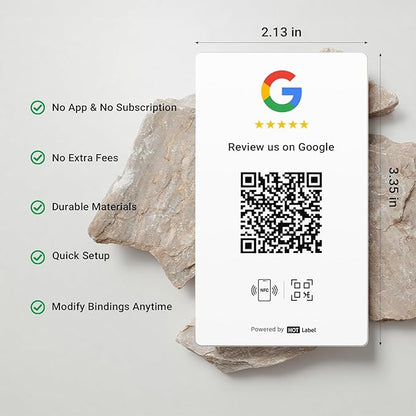 HotLabel – Google Review Card 5-Pack – White – NFC Tap & QR Code – Includes 5 Independent Links (Supports 5 Different Stores or Same) – All Phones Compatible – No App/Subscription
