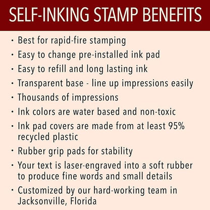 Self Inking Modern Address Stamps | Custom Return Address Stamper (Modern Brush Script, Large)