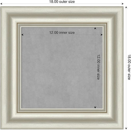 Amanti Art Silver Framed Magnetic Board 18x18 X-Small Vision Board for use with Magnets, 100% Metal Sheet to Display Items as Office Decor or for Home Organization in mudroom, Kitchen or Kids Room