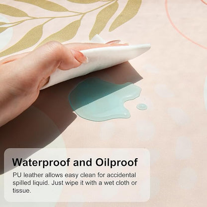QIYI Large Mouse Pad, Cute Desk Mat for Desktop, Women Girls Minimalist Pink Office Desk Accessories, PU Leather Waterproof Gaming Mousepad, Tropical Leaves Desk Pad Computer Mat, 31.5" x 11.8"