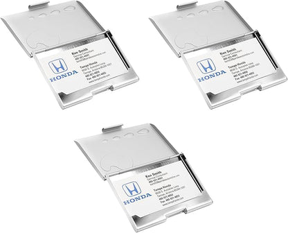 Stephanie Imports Set of 3 Slim & Minimalist Metal Business Card Holder Unisex Case (Silver Drops)