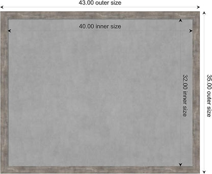 Amanti Art Silver Framed Magnetic Board 35x43 X-Large Vision Board for use with Magnets, 100% Metal Sheet to Display Items as Office Decor or for Home Organization in mudroom, Kitchen or Kids Room