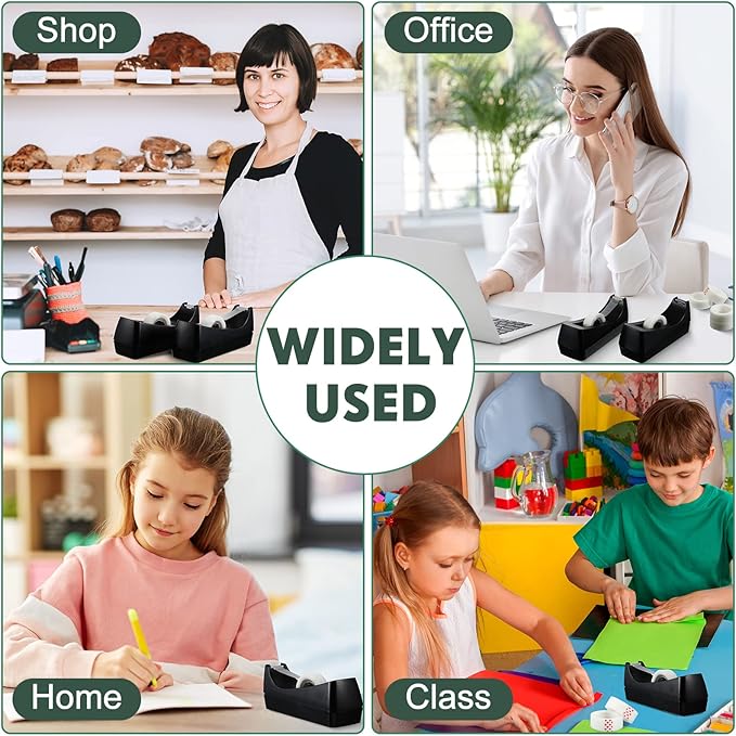 Yahenda 6 Pack Desktop Tape Dispenser Non Skid Base with Transparent Invisible Tape and Replacement Cores for Wrapping Home School Office Supplies