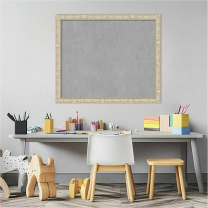 Amanti Art Silver Framed Magnetic Board 22x26 Medium Vision Board for use with Magnets, 100% Metal Sheet to Display Items as Office Decor or for Home Organization in mudroom, Kitchen or Kids Room