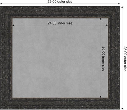 Amanti Art Black Framed Magnetic Board 25x29 Medium Vision Board for use with Magnets, 100% Metal Sheet to Display Items as Office Decor or for Home Organization in mudroom, Kitchen or Kids Room
