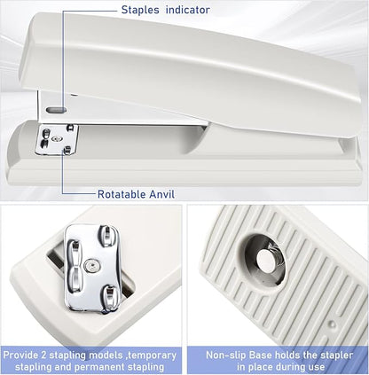 Marspark 10 Pcs Stapler for Desk Office Staplers Bulk with 6000 Staples 25 Sheet Capacity for School Office (White)