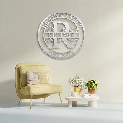 Custom Metal Sign - Last Name Signs - Monogram Wall Decor- Family Sign - Metal Signs for Outdoor - Personalized Wedding Gift for Couples