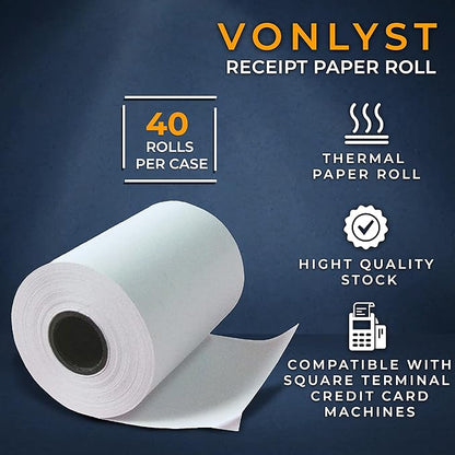 Vonlyst Receipt Paper Roll for Square Terminal Credit Card Machine (40 rolls)