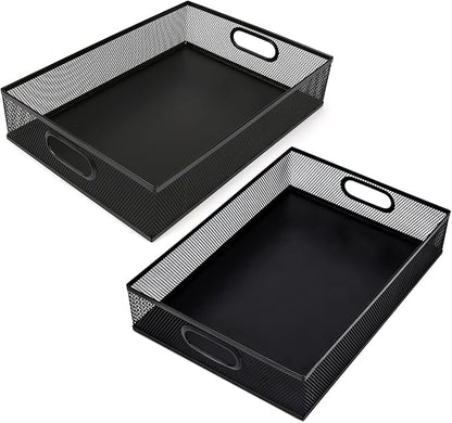 EsOfficce 2Pcs Desk Drawer Organizer, Stable Metal Mesh Desk Storage Tray, Versatile Storage Box Set for Office Home Supplies,13 x 9 inches