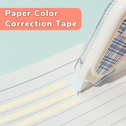 Temiary 5 Pcs Aesthetic Beige Correction Tape, Smooth Glide Quick Dry Tapes for Instant Corrections, Easy to Use White Tape Out Applicator Set for Office Note Taking, Journaling (Abstract Patterns)