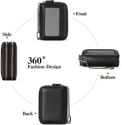 GOIACII Small Genuine Leather Wallet for Women, RFID Blocking Credit Card Holder Wallet