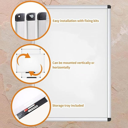VIZ-PRO Dry Erase Board/Non-Magnetic Whiteboard, 48 x 36 Inches, Wall Mounted Board for School Office and Home