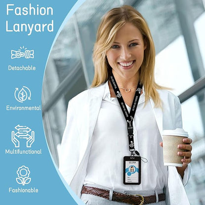 ID Badge Holder with Breakaway Lanyard, Lanyards for ID Badges Name Tags ID Card Holder, Cute Badge Reel Badge Clip Retractable, Women Teacher Nurse Office Gift, Funny Xray Skeleton Skull Design