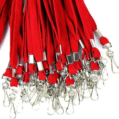 Ollain Badge Lanyards Flat Lanyard Swivel Hooks Durably Neck Bulk Lanyards with Clip for Women/Men Business Card ID Employee Student Lanyards (Red, 100 Pack)