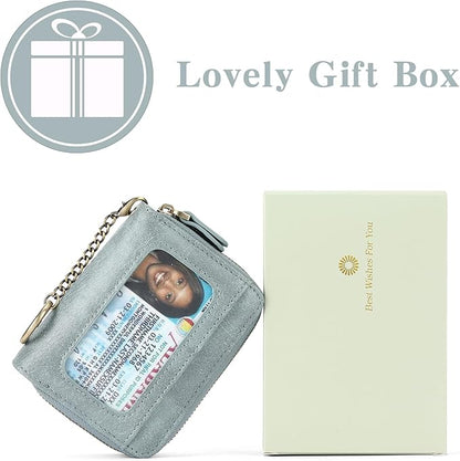 GOIACII Small Genuine Leather Wallet for Women, RFID Blocking Credit Card Holder Wallet
