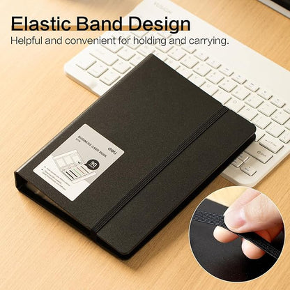 deli Business Card Book Holder, Business Card Organizer, Name Card Book Holder, Portable Office Business Card Holder, Hold 180 Cards, Black
