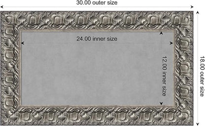 Amanti Art Silver Framed Magnetic Board 18x30 Small Vision Board for use with Magnets, 100% Metal Sheet to Display Items as Office Decor or for Home Organization in mudroom, Kitchen or Kids Room