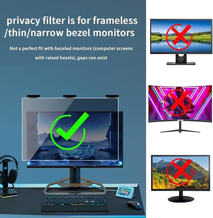 2 Pack Magnetic Hanging Computer Privacy Screen 32 Inch for 16:9 Widescreen Monitor, Removable Privacy Screen Anti Glare Blue Light Computer Screen Shield, Anti-Scratch 32 in Protector Film