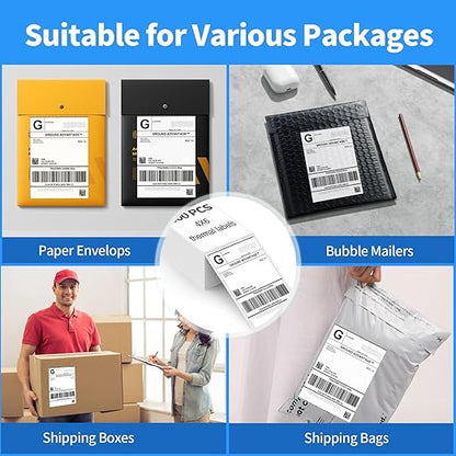 4"×6" Direct Thermal Shipping Label, Fanfold Thermal Label 4000 Packs (500packs Per Stack) Permanent Adhesive, Compatible with Zebra, Rollo, Jadens, Nelko