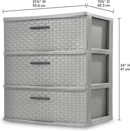 3 Drawer Wide Weave Tower color：Cement