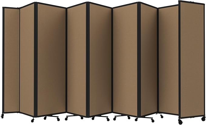 Versare Room Divider 360 Portable Wall Partition | Folding Panels | Large Freestanding Divider | Locking Wheels | Temporary Room Separator