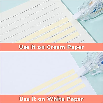 Temiary 5 Pcs Aesthetic Beige Correction Tape, Smooth Glide Quick Dry Tapes for Instant Corrections, Easy to Use White Tape Out Applicator Set for Office Note Taking, Journaling (Abstract Patterns)