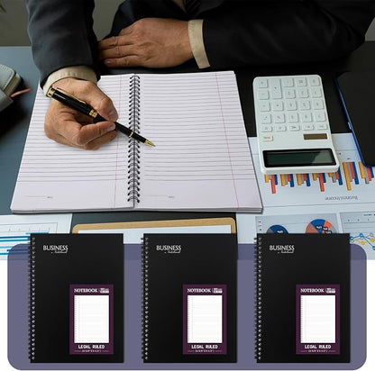 Resurhang 8 Pack Wirebound Business Notebook Legal Ruled Spiral Notebook 6-5/8" x 9-1/2" 80 Sheets Per Pad Professional Journal for Office Journal Planner Work Meeting Men Women(Purple)