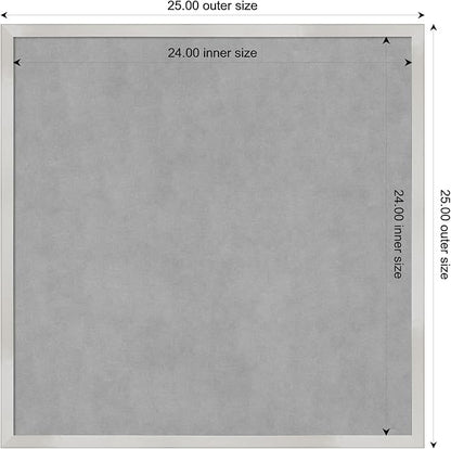 Amanti Art Silver Framed Magnetic Board 25x25 Medium Vision Board for use with Magnets, 100% Metal Sheet to Display Items as Office Decor or for Home Organization in mudroom, Kitchen or Kids Room