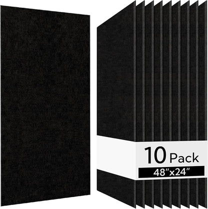 Olanglab Acoustic Wall Panels 10 Pack, 48 x 24 per Acoustic Panels Sound Absorbing, Sound Panels for Home Studio and Office, Plain Black