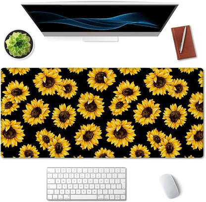 SSOIU Large Mouse Pad, Cute Sunflowers Desk Mat for Desktop, Women Girls Waterproof Gaming Mousepad With Stitched Edges, Non-Slip Laptop Computer Keyboard Mousepad for Office and Home 35.5 x 15.7 inch