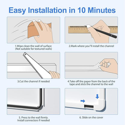 Yecaye Cord Hider, 113in One-Cord Cable Concealer, Cord Covers for Wires on Wall, Easy Install Cable Management Kit for 2 Small Wires, Cables Raceway Home Office, W0.59in H0.4in, White