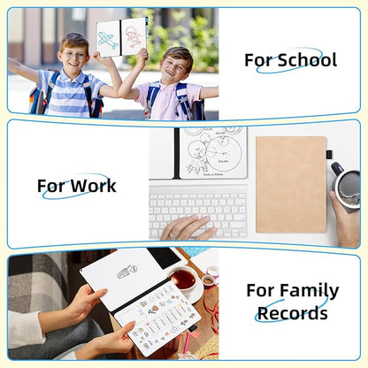 AGM Portable White Board Dry Erase Notebook, 8.4" x 6" Double Sided Folding Whiteboards with 3 Pens, Small Travel Dry Erase Board Skin-Friendly Material for Study, Meeting, Planning, Rose Pink