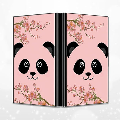 BWEGRHE Slim Credit Card Holder, Panda Sakura RFID Blocking Metal Wallet for Men & Women, Aluminum Minimalist Hard Case Pocket-Sized Business Cards Organizer (Fits Up to 10 Cards)