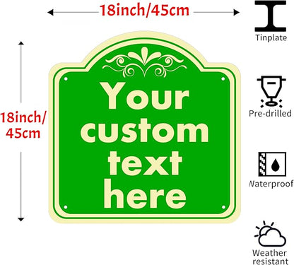 HK SIGNS Aluminum Custom Street Sign, Personalized Sign, Modern/Customizable, Green, 18*18 Inch, Office, Property, Bedroom, Promotional, Exit, Bar, Instruction, Warning, Lawn, Garage, Parking