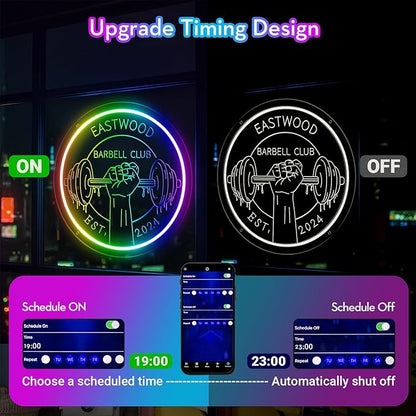 Personalized Gym Neon Sign, Large Custom Dumbbell Barbell Name LED RGB Multiple Colors Neon Light for Home Gym Workout Room, Fitness Studio, Sport Club, Man Cave Sports Equipment Stores Decoration Fitness Lover Dad Friends Gift
