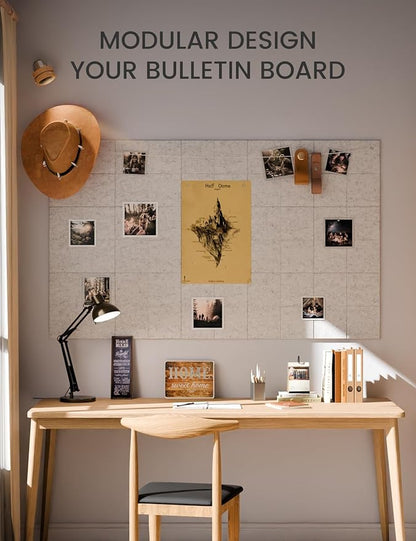 Fluxynara Large Felt Bulletin Board 36" x 24"Cork Board Alternative-6 Pack with 40 Safe Removable Adhesive Tabs, Cork Boards for Walls Cork Board for Home Office Classroom Pin Board-Marble Gray
